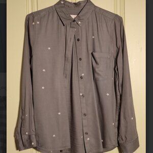 SO- Perfect Shirt Green Star Women's Long Sleeve Button Down Shirt